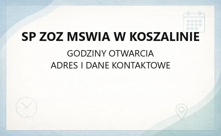 SP ZOZ MSWiA w Koszalinie - kontakt, rejestracja, oddziały i poradnie