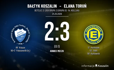 [PIŁKA NOŻNA] Betclic 3. Liga Grupa 2 (Grupa II): Bałtyk Koszalin – Elana Toruń 2:3, dwa gole w sześć minut odmieniły mecz