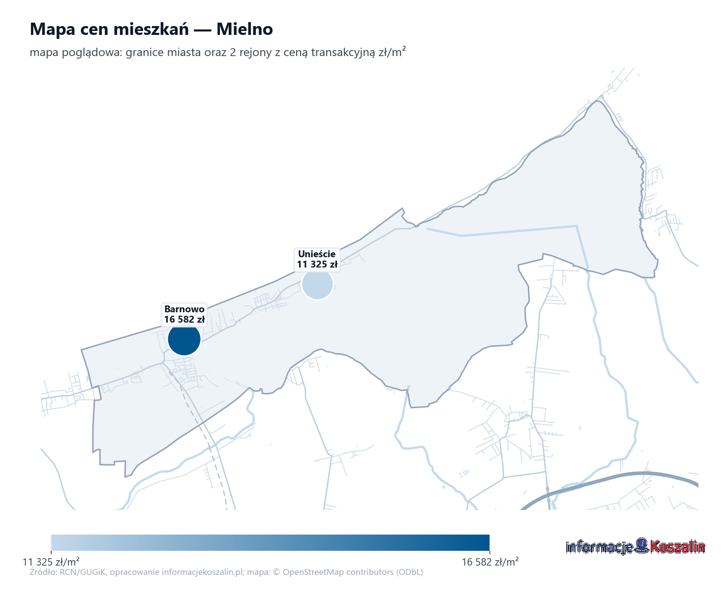 Mapa cen mieszkań - Mielno