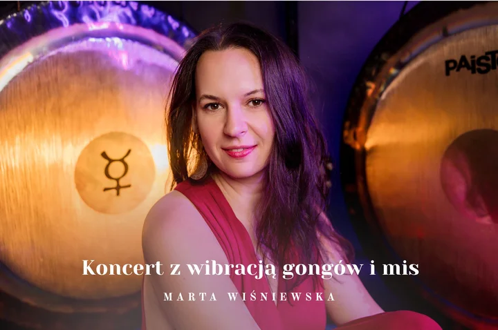 Grafika promocyjna wydarzenia Relaksacyjny koncert na gongach i misach z Martą Wiśniewską — Koszalin, 21 lutego