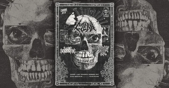 Obrazek przedstawia grafikę promocyjną wydarzenia Koncert: Czerń, Last Penance i Burning Sky w Koszalinie