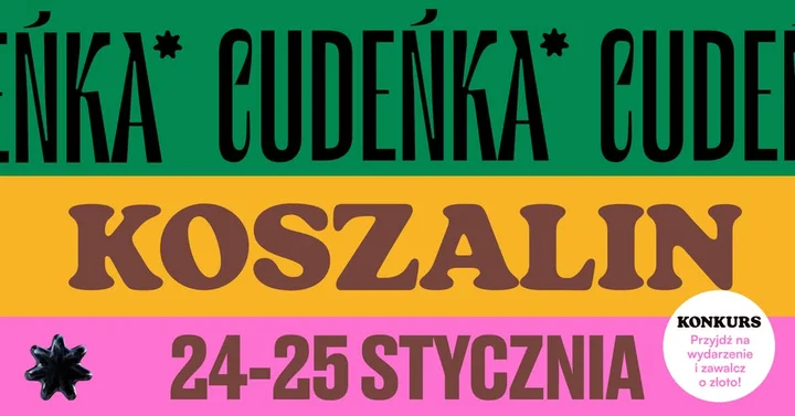 Grafika promocyjna wydarzenia Festiwal Rękodzieła Cudeńka w Koszalinie — targi rękodzieła, biżuterii i naturalnych inspiracji