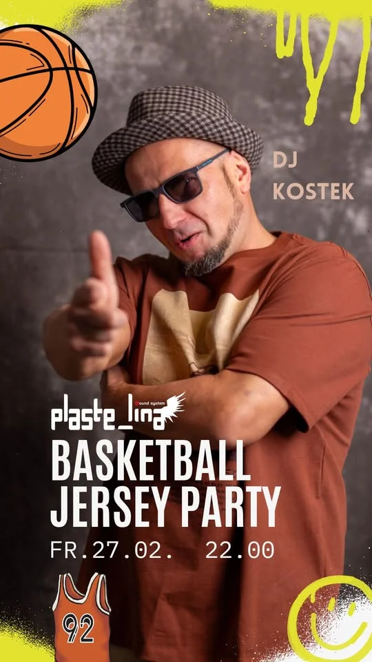 Grafika promocyjna wydarzenia FR.27.02 Basketball Jersey Party – Klubowa Liga Mistrzów w Klubie Plastelina