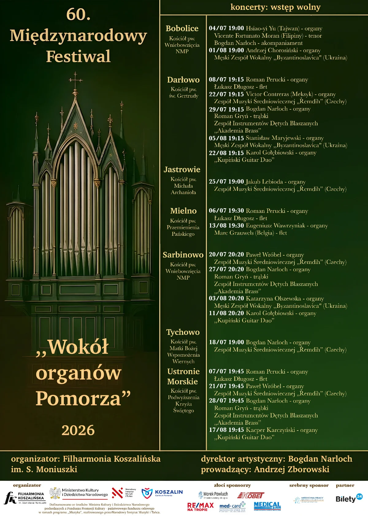 Grafika promocyjna wydarzenia II Koncert Organowy w Bobolicach