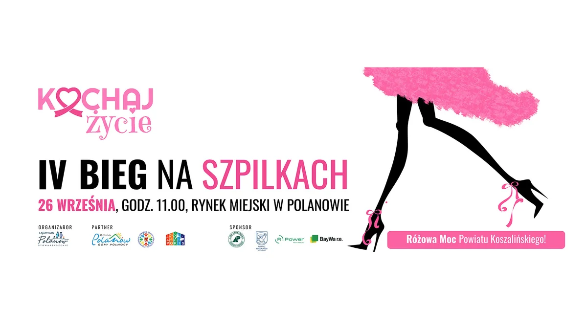 Grafika promocyjna wydarzenia IV Bieg na Szpilkach – Kochaj życie