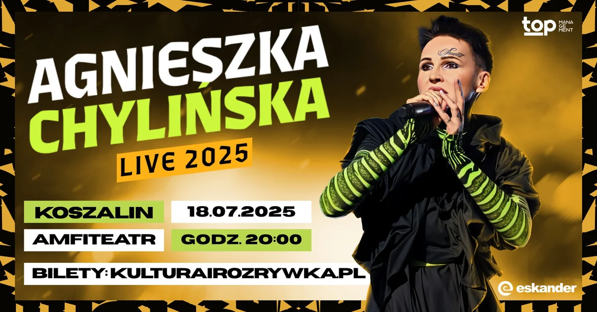 Grafika promocyjna wydarzenia Koncert Agnieszki Chylińskiej w Koszalinie – 18 lipca 2025