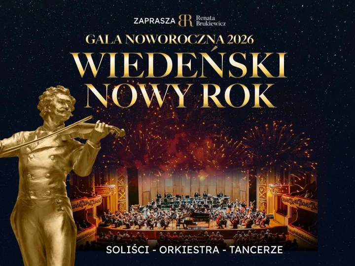 Obrazek przedstawia grafikę promocyjną wydarzenia Noworoczna gala muzyki klasycznej i tańca w Koszalinie