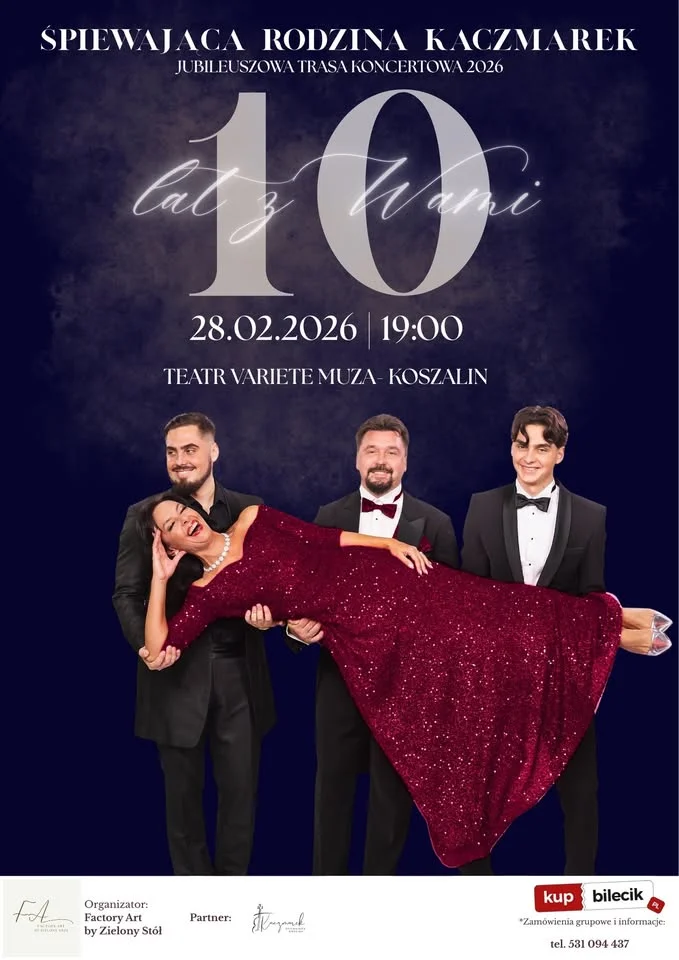 Grafika promocyjna wydarzenia Śpiewająca Rodzina Kaczmarek — 10 LAT Z WAMI! Trasa koncertowa w Koszalinie