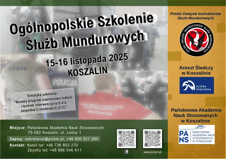 Grafika promocyjna wydarzenia Szkolenie Służb Mundurowych — Koszalin, listopad 2025