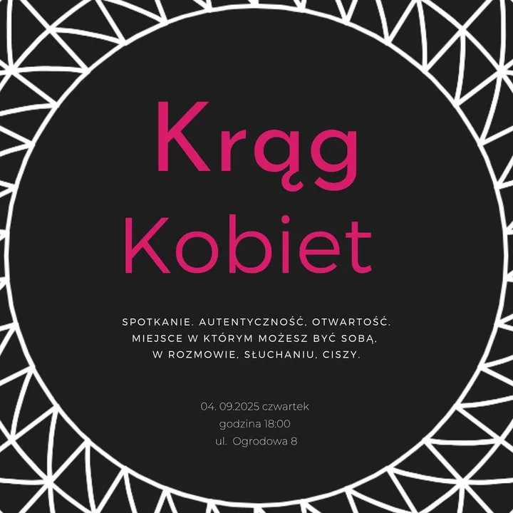 Obrazek przedstawia grafikę promocyjną wydarzenia Wieczorny krąg kobiet — spotkanie refleksyjne w Koszalinie