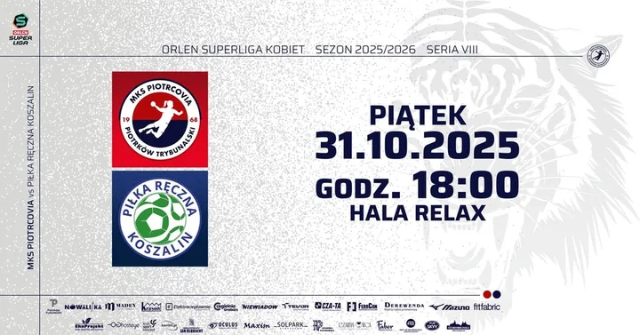 Grafika promocyjna wydarzenia MKS Piotrcovia vs Piłka Ręczna Koszalin – ORLEN Superliga w Piotrkowie
