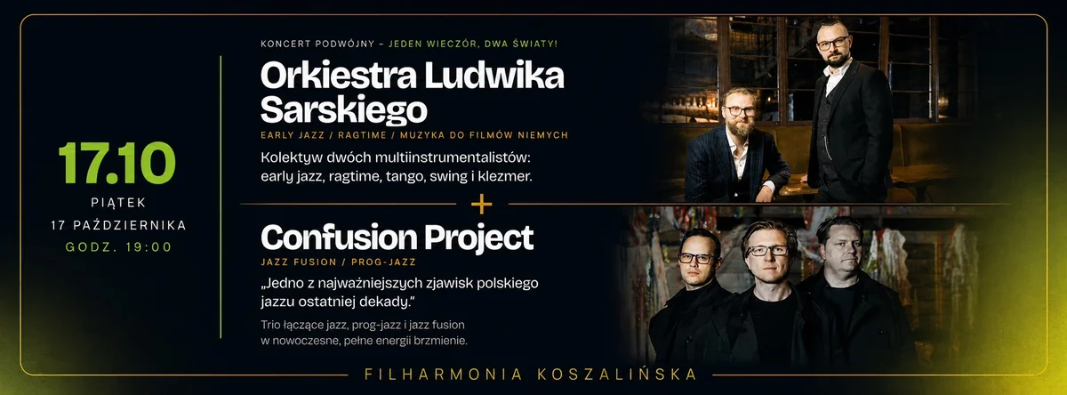 Grafika promocyjna wydarzenia ORKIESTRA LUDWIKA SARSKIEGO + CONFUSION PROJECT | KOSZALIN BASSFEST 2026 – jazzowy finał