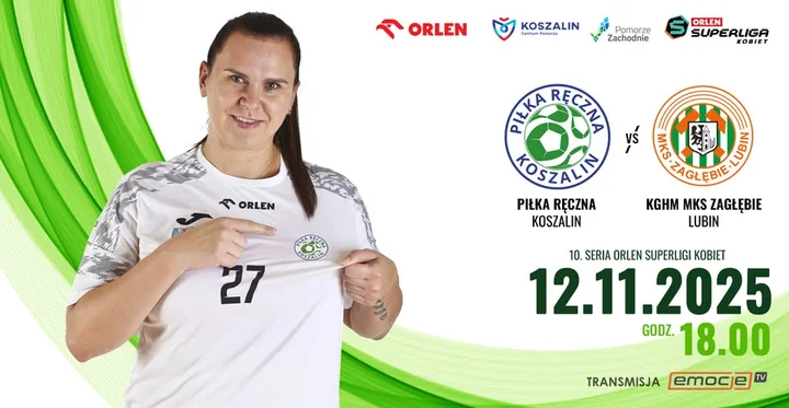 Grafika promocyjna wydarzenia Piłka Ręczna Koszalin - KGHM MKS Zagłębie Lubin (12 listopada 2025)