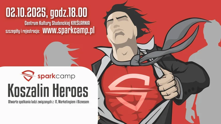 Obrazek przedstawia grafikę promocyjną wydarzenia Spotkanie networkingowe i prelekcje branżowe w Koszalinie — SPARKcamp #39