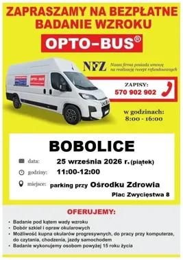 Grafika promocyjna wydarzenia Bezpłatne badanie wzroku w Bobolicach