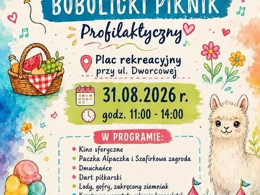 Grafika promocyjna wydarzenia Bobolicki Piknik na Zakończenie wakacji