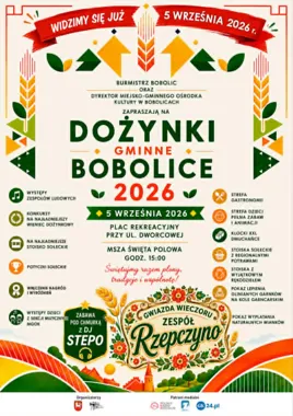 Grafika promocyjna wydarzenia Dożynki Gminne 2026 – Święto Plonów w Bobolicach