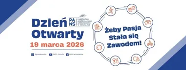 Grafika promocyjna wydarzenia Dzień otwarty PANS w Koszalinie — jak pasję zamienić w zawód
