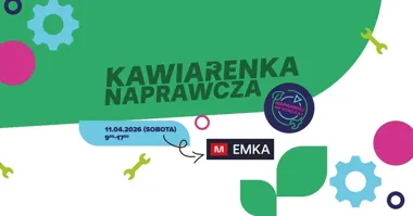 Grafika promocyjna wydarzenia IV Kawiarenka Naprawcza Koszalin – naprawiaj, nie wyrzucaj