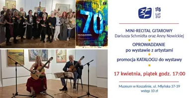 Grafika promocyjna wydarzenia PRO PUBLICO BONO w Koszalinie: oprowadzanie, katalog i mini-recital przy wystawie ZPAP