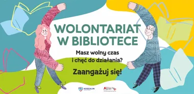 Grafika promocyjna wydarzenia Wolontariat w bibliotece