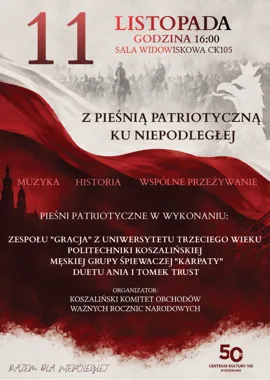 Grafika promocyjna wydarzenia Z pieśnią patriotyczną ku Niepodległej