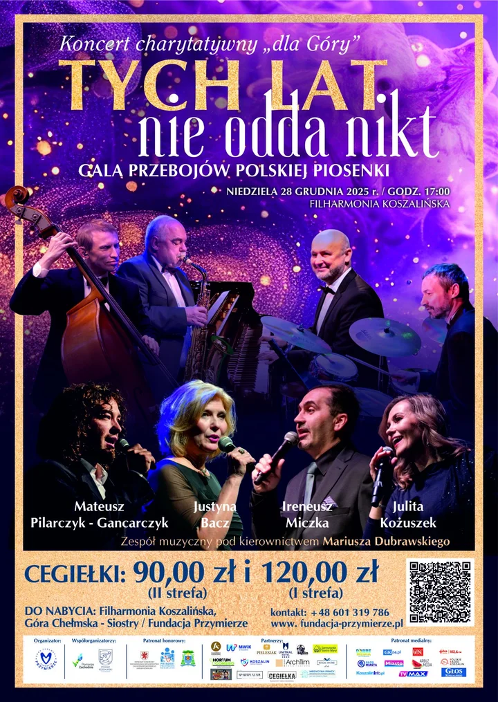 Grafika promocyjna wydarzenia „Tych lat nie odda nikt” — koncert charytatywny „dla Góry” w Filharmonii Koszalińskiej