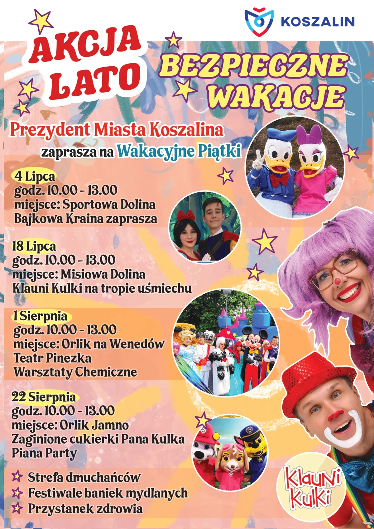 Grafika promocyjna wydarzenia Wakacyjne wydarzenia dla dzieci w Koszalinie