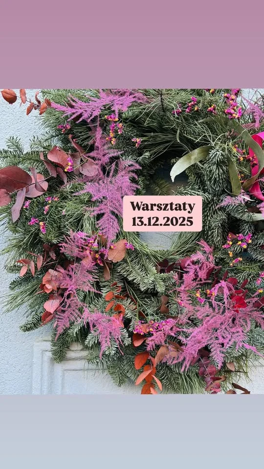 Grafika promocyjna wydarzenia WARSZTATY ŚWIĄTECZNE FLORAMI — Wianki bożonarodzeniowe