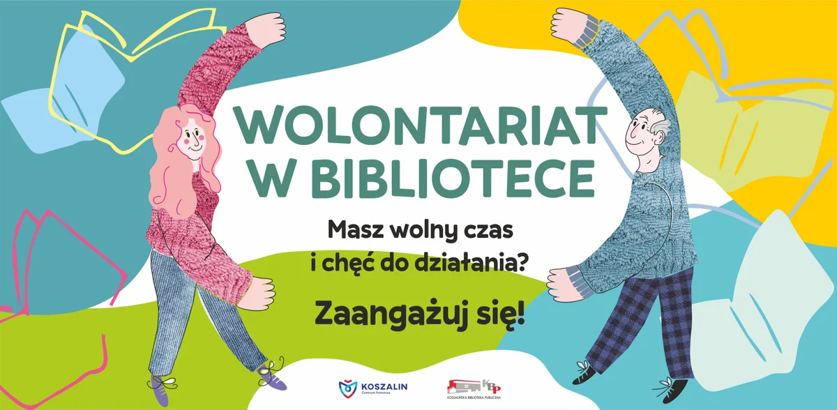 Grafika promocyjna wydarzenia Wolontariat w bibliotece
