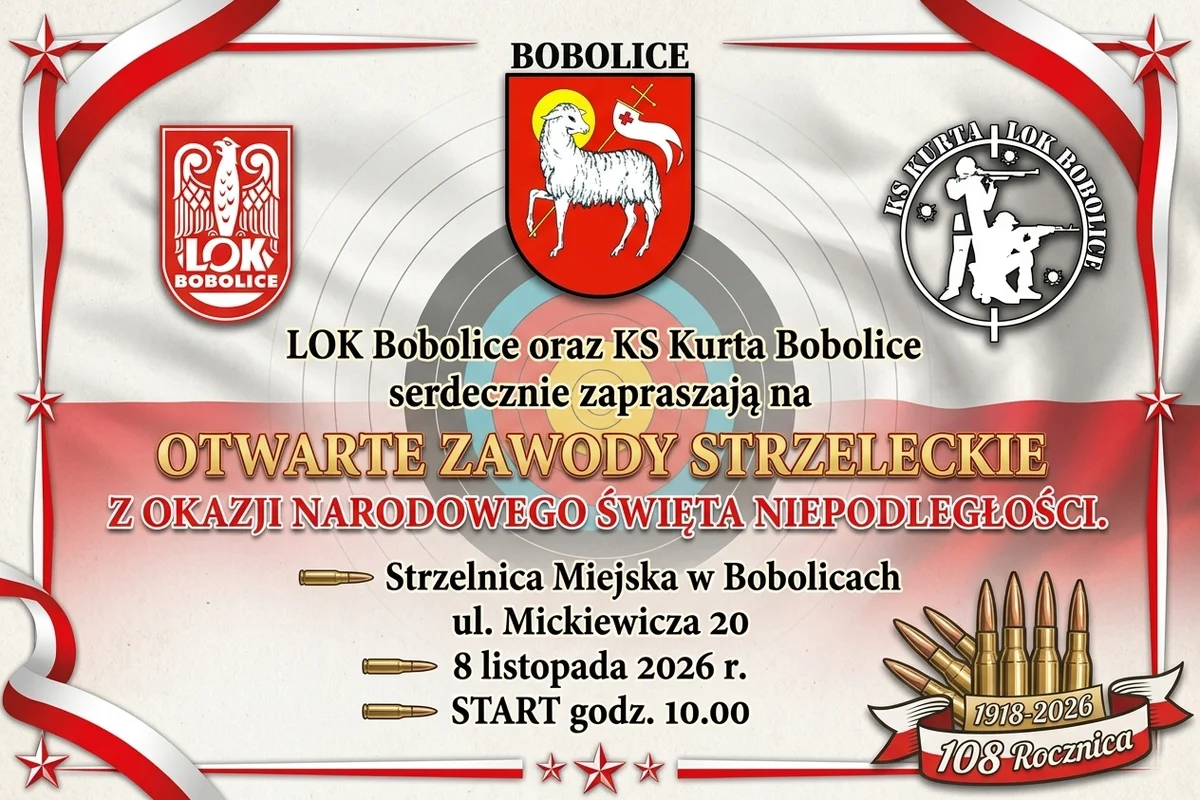 Grafika promocyjna wydarzenia Zawody Strzeleckie z okazji Narodowego Święta Niepodległości