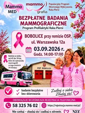 Bezpłatna mammografia w Bobolicach. Badanie bez skierowania