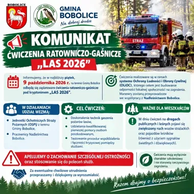 Strażacy i leśnicy ruszą do ćwiczeń. W Bobolicach pojawi się śmigłowiec