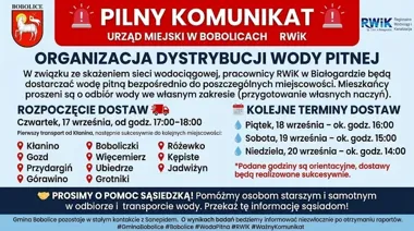 Woda pitna raz dziennie. Dostawy obejmą 11 miejscowości