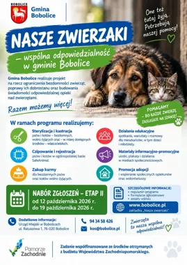 Drugi nabór na pomoc dla zwierząt w gminie Bobolice już trwa