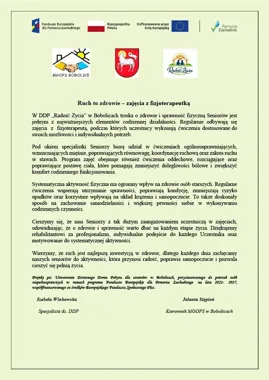 Boboliccy seniorzy ćwiczą pod okiem fizjoterapeutki. Chodzi nie tylko o ruch