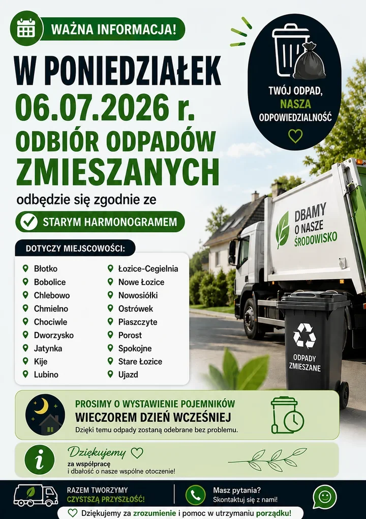 Śmieci pojadą po starym planie. W Bobolicach ważny komunikat dla 19 miejscowości