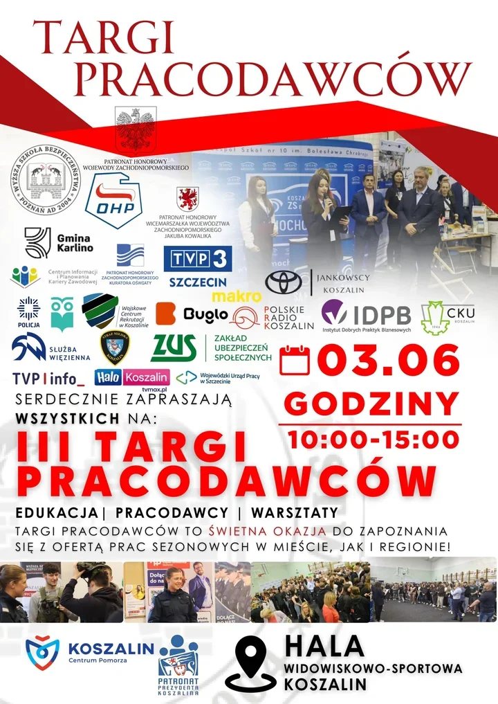 Trzecia edycja Targów Pracodawców w Koszalinie. Służby mundurowe, ZUS i lokalne firmy czekają na kandydatów